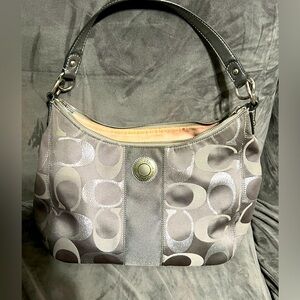 Vintage Coach Gray & Metallic Silver Signature Hobo Shoulder bag